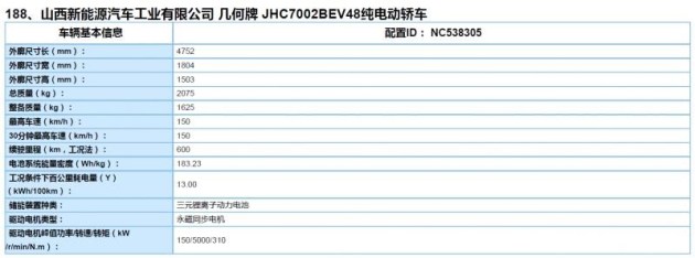 最高续航600km几何A长续航版车型信息曝光