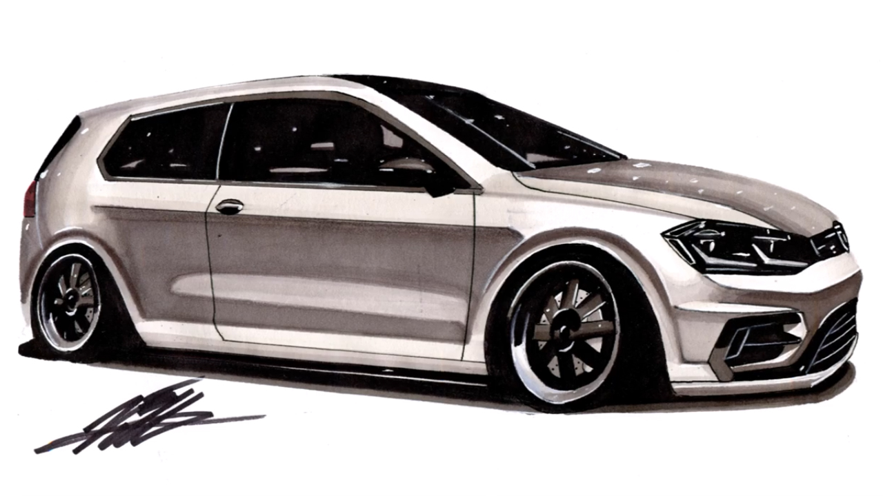 达人传神快速手绘小钢炮大众高尔夫