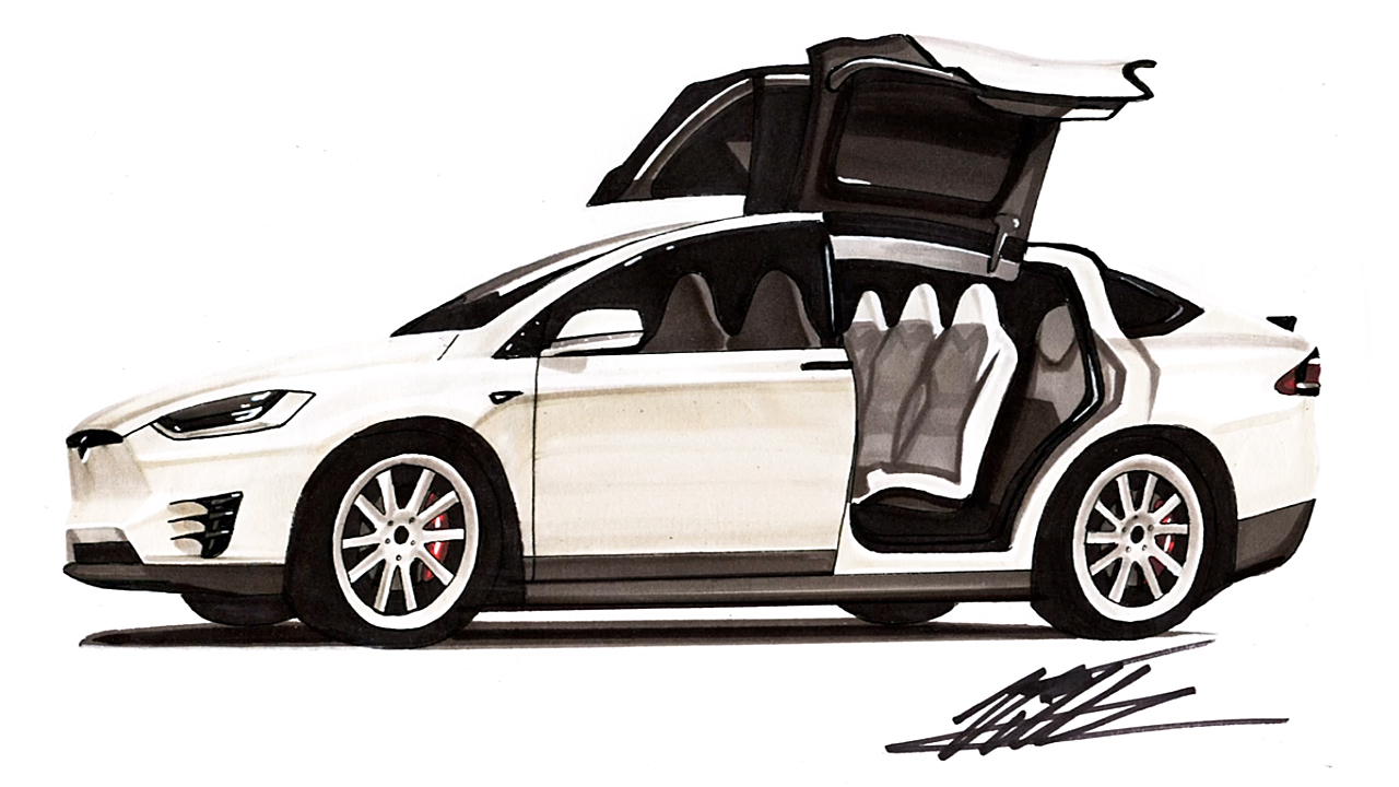 快速手绘特斯拉modelx还原纯电动suv
