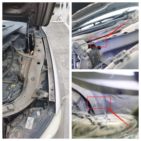 左侧叶子板加强筋和水箱框架连接的地方焊接修复了,就在大灯后边,虽然