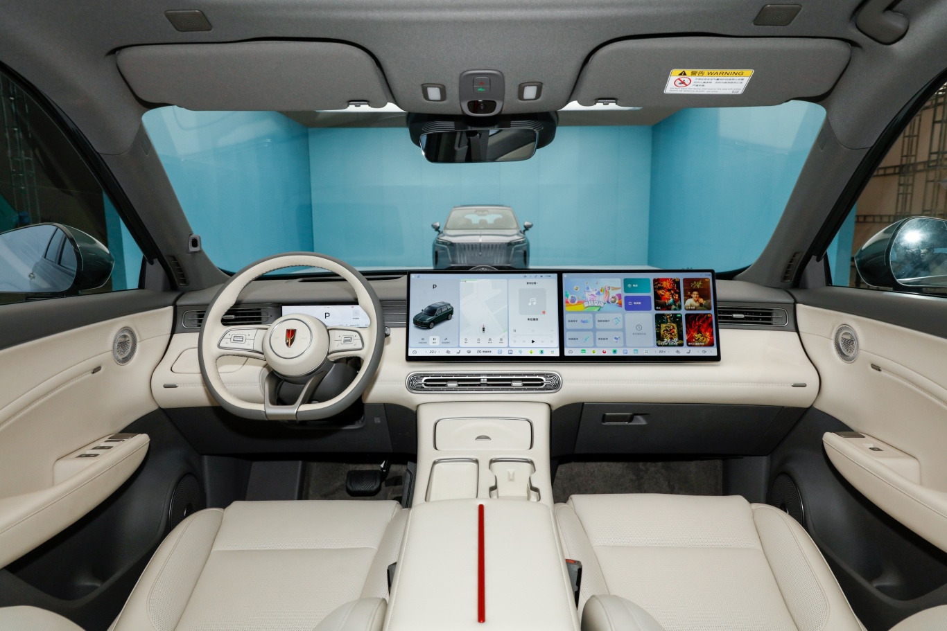 【红旗HS6 PHEV1.5T 220四驱智混版内饰全景正拍图片-汽车图片大全】-易车