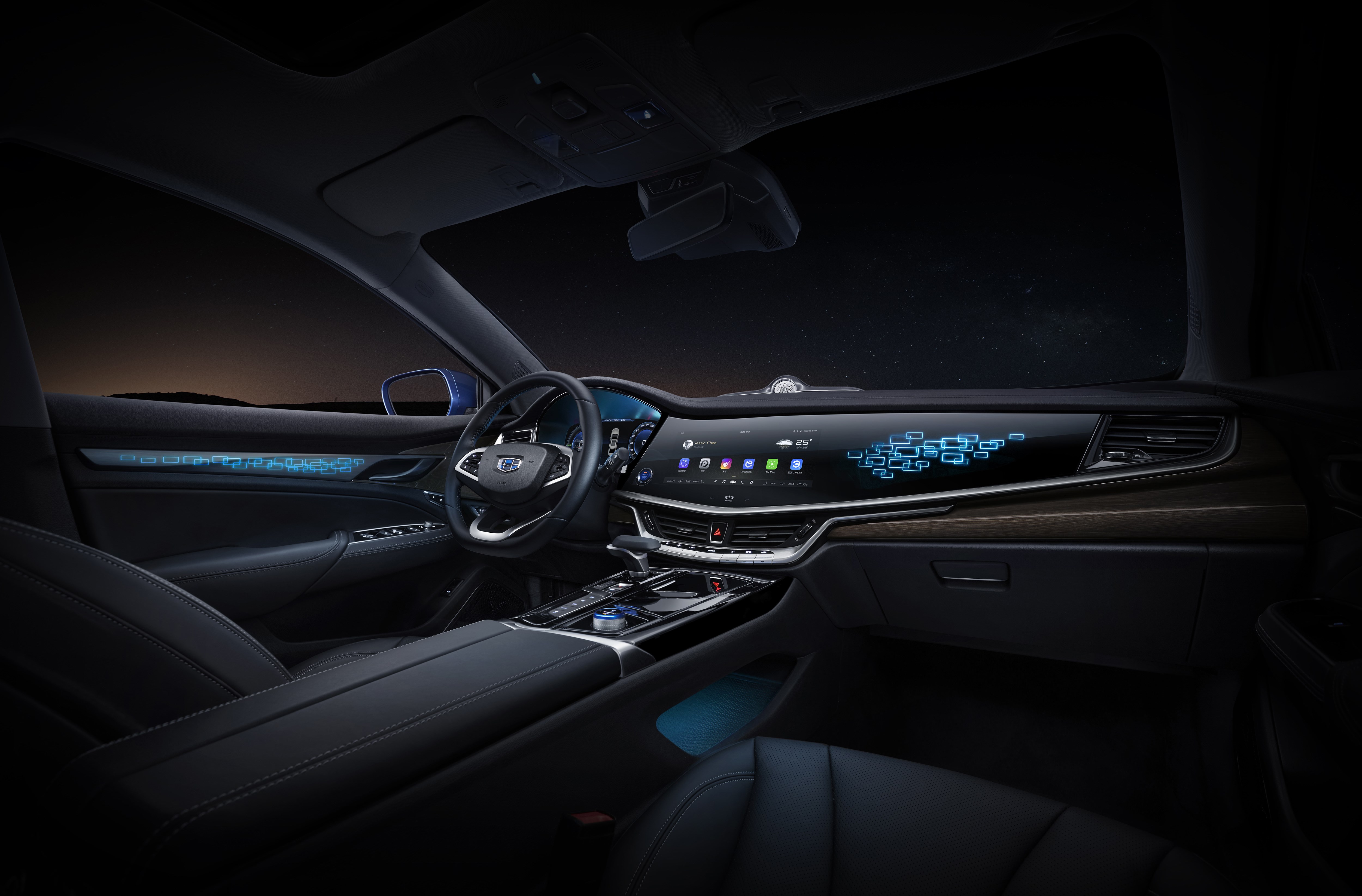 吉利博瑞ge内饰官图发布 全屏中控台设计/豪华感提升